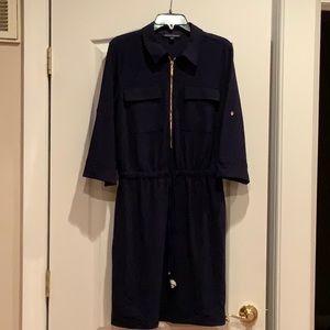 Travel Navy Dress 3/4 sleeve, with gold zipper